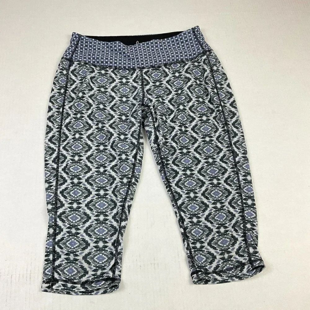 Prana Womens Cropped Workout Leggings Geometric Print Mid Rise Stretch S Small